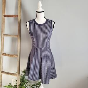 BCBGeneration Sleeveless Blue Denim Striped A Line Dress Size 4